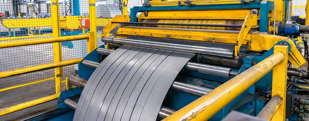 stainless steel strip being made